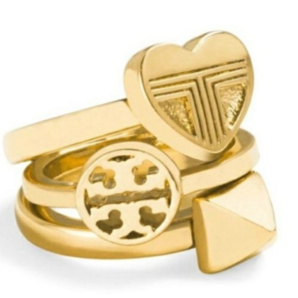 🆕 Authentic Tory Burch Stackable Gold Rings Band Ring Size 7 - Picture 6 of 8